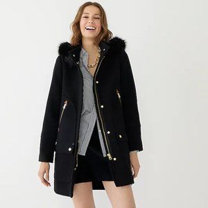 NWT J. Crew Chateau Black Wool Parka in 2 Tall